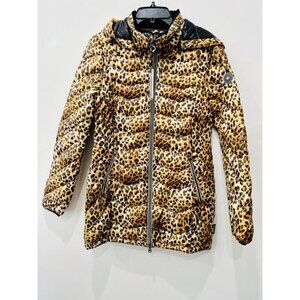 NOIZE Claire Cheetah Animal Print Puffer Style Light Weight Jacket Coat